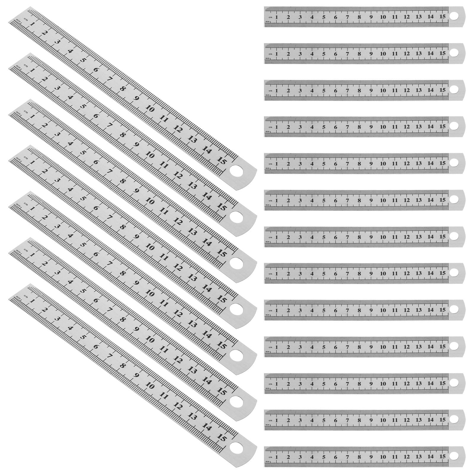 BESTonZON Set 30 Pezzi Righelli Inossidabile 15 CM 6 Pollici Righello Multifunzionale Metallo per Falegnameria Ingegneria e Scuola Strumento di Precisione per Disegno e Misurazioni