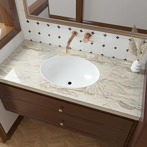 Miniatura 4 de VaryPaper Encimeras de mármol brillante de 15.7 x 78.7 pulgadas para cocina, papel adhesivo de mármol grueso, impermeable, extraíble, autoadhesivo,