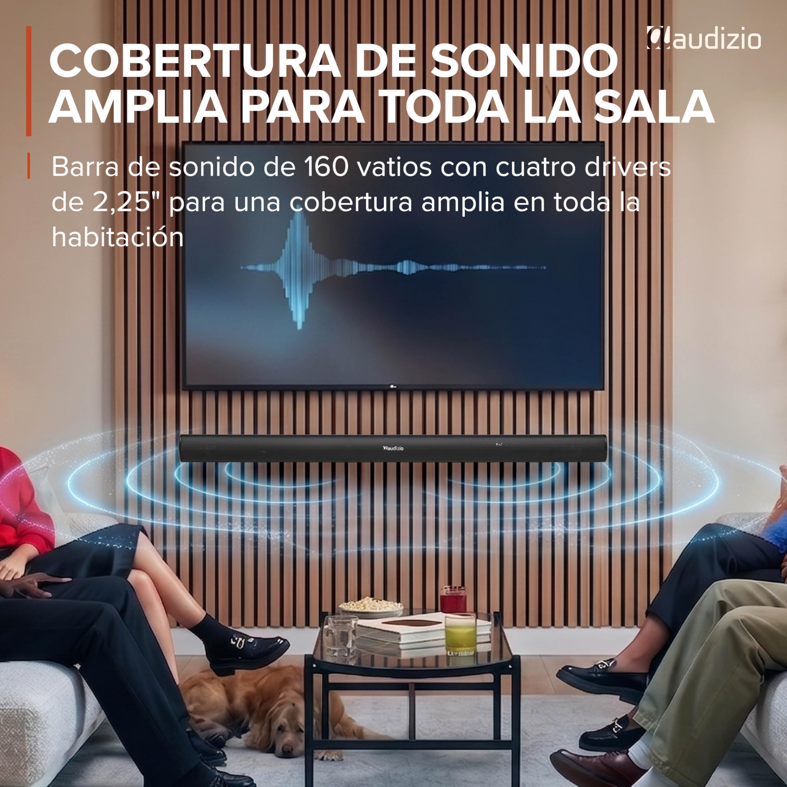 Audizio SB100 – Barra de Sonido 5.1 160W con subwoofer 6,5” y Altavoces Surround, HDMI ARC, Bluetooth 5.0, USB y óptica, soundbar para TV, Color Negro