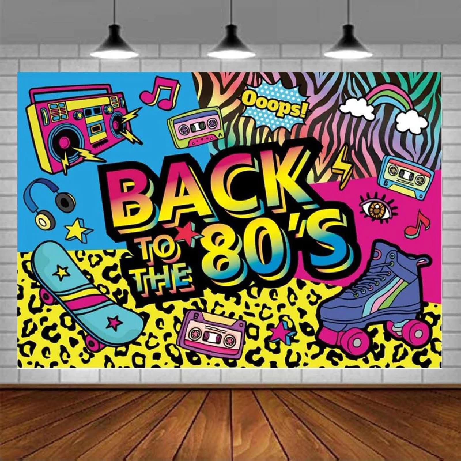 Fotografía Fondo 80's Party Banner Decoraciones Cumpleaños Photo Booth Props Wall Party Background Supplies Poster