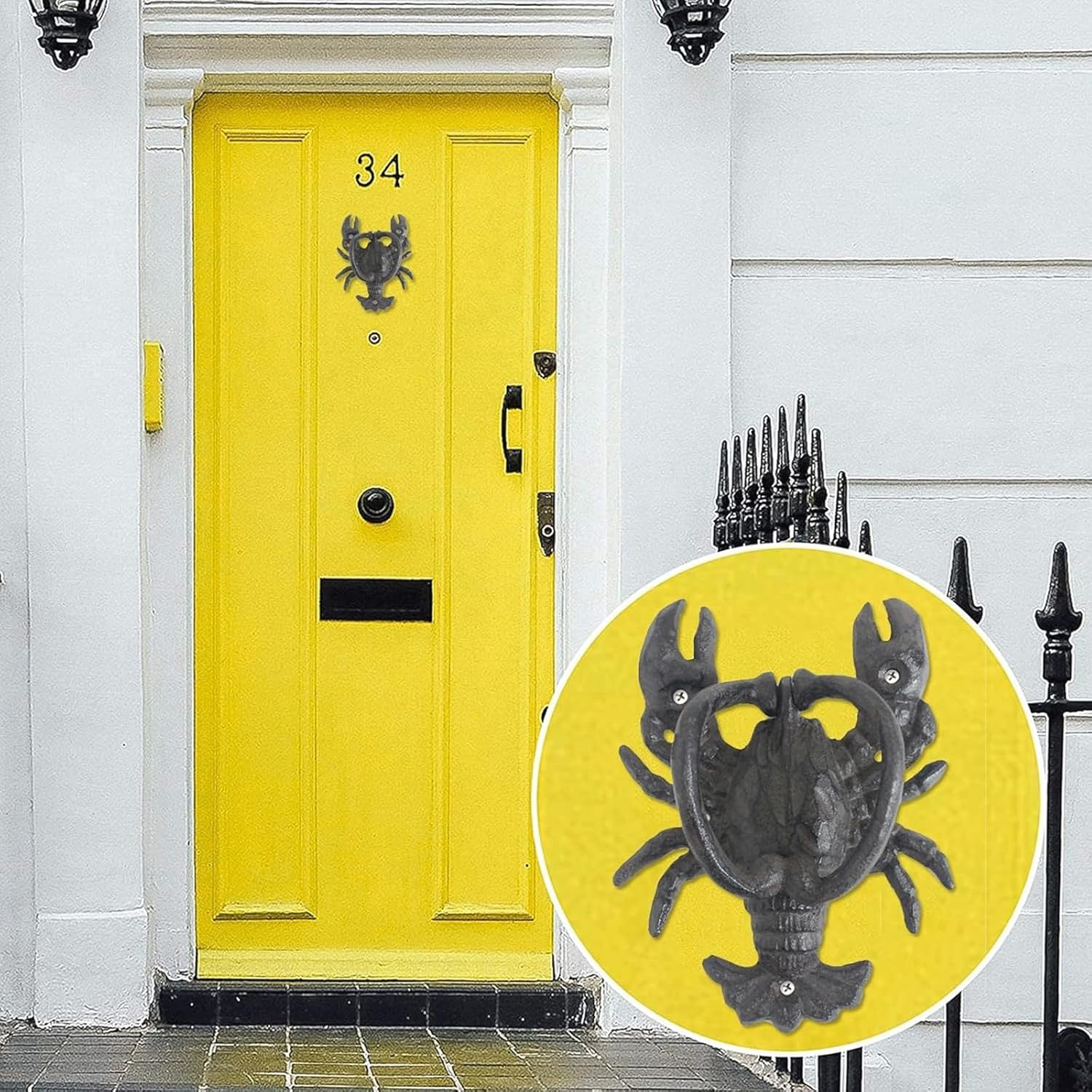 Door Knocker Cast Iron Lobster Door Knocker Black Wall Mounted Door Knock with Screws Door Handle for Garden Garden Door Ring Knocker Unique