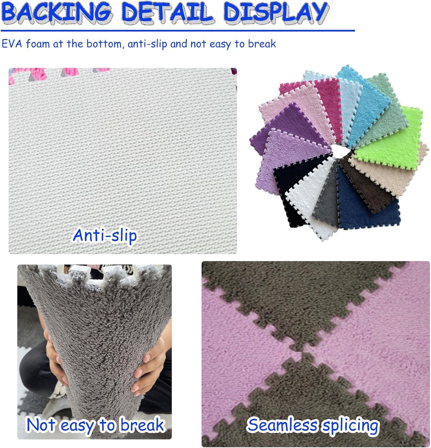 Plüsch-Krabbelmatte, Plüsch-Bodenmatte aus ineinandergreifendem Schaumstoff, 24 Stück, mehrfarbige Patchwork-Teppiche, Kletterteppich-Matten(White+Green)