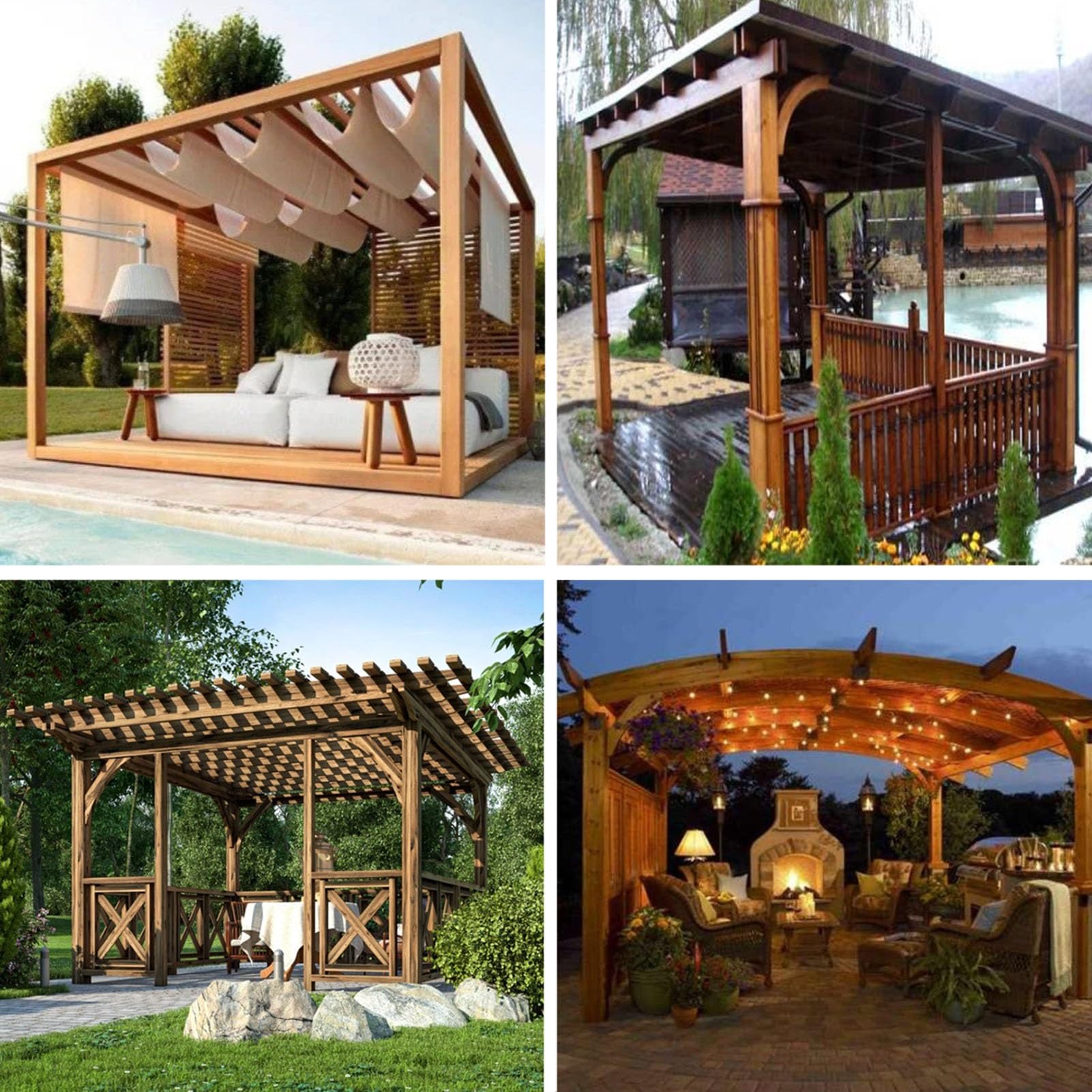 Transparent PVC Plane Pergola Pavillon Seitenwände Outdoor Wetterfeste Vorhänge Seitenteile mit Reißverschluss, für Garten Terrasse Veranda Balkon(3x2m/9.8x6.5ft)
