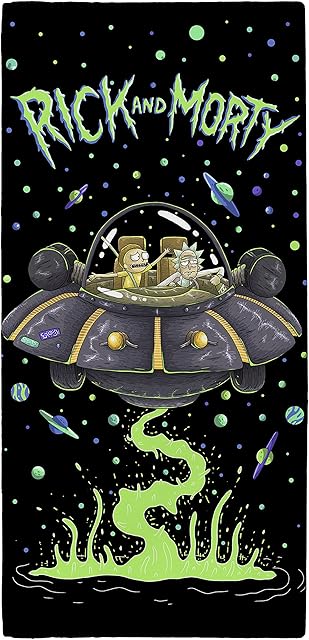 Rick and Morty" UFO Towel, Cotton, Multi-Colour, 70 x 0.5 x 140 cm