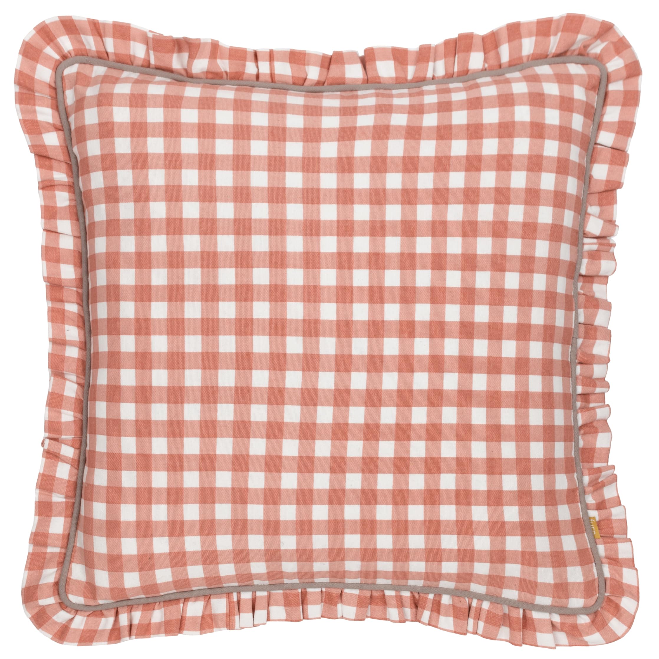 furn. Maude Gingham Cotton Piped Cushion Cover, Rose, 45 x 45 cm (Pack of 1) - Image 2