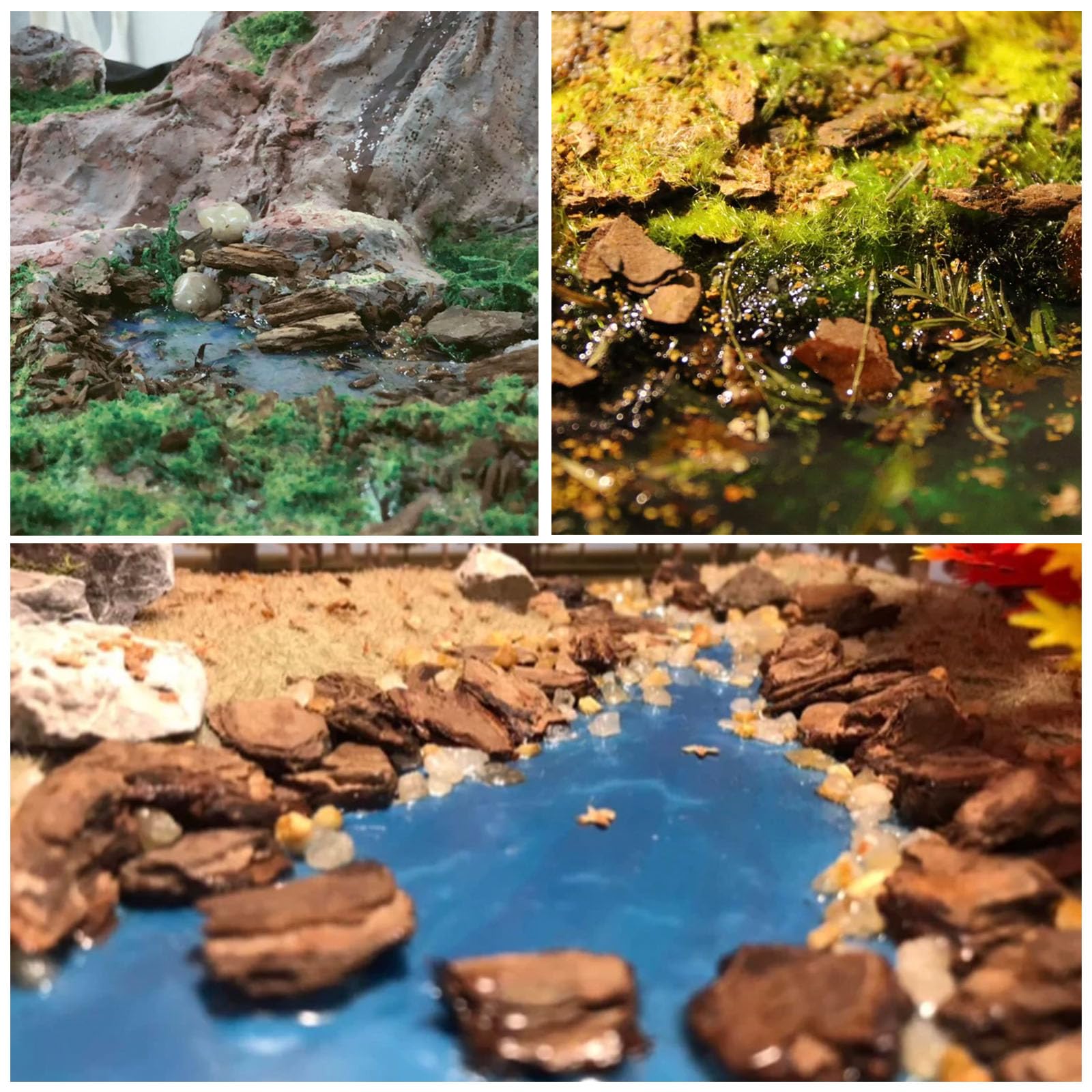 Attuslla 3 Pack Diorama Supplies Kit Model Scenery Tree Bark, Mountain Rock Material Model for Train Landscape Railway