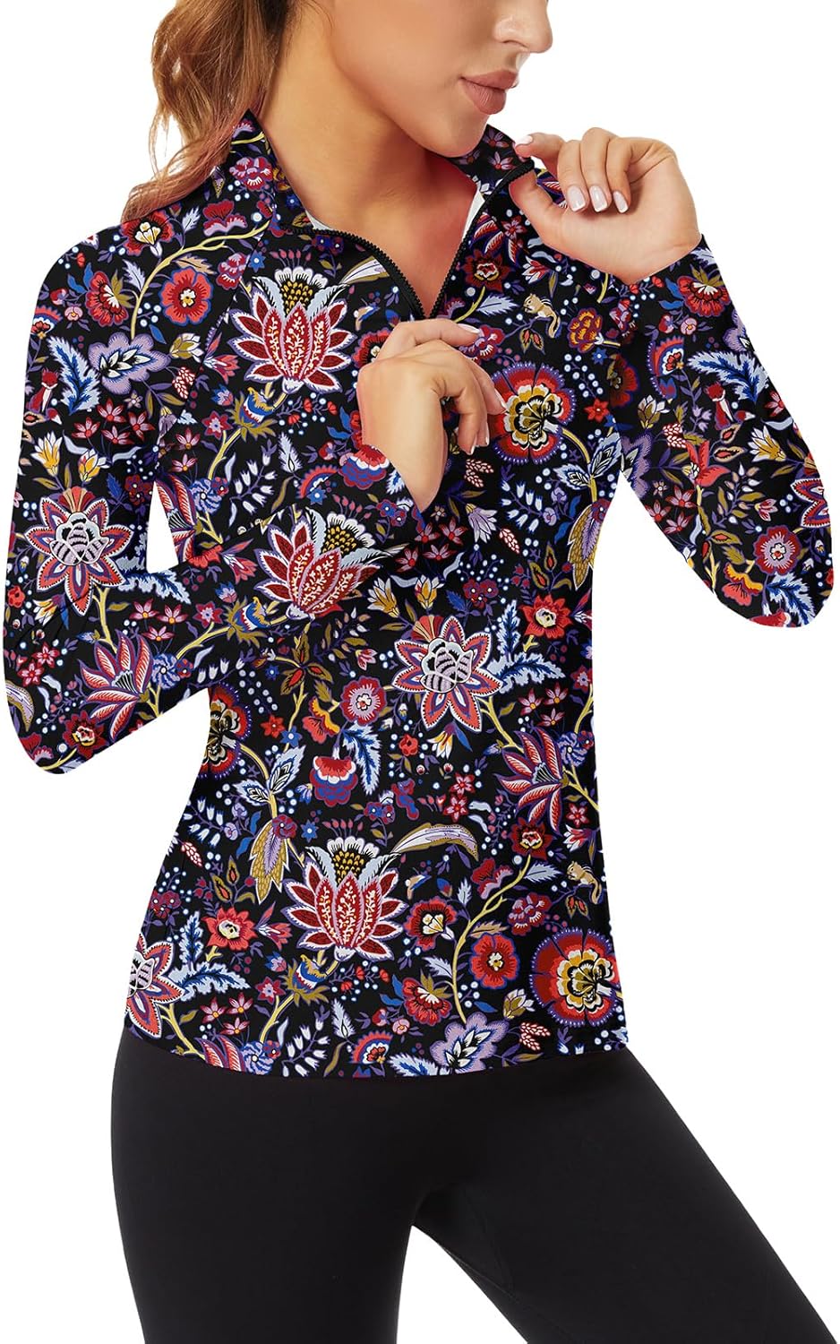 Soneven Women's Quarter Zip Polo Collared Golf Shirt Moisture Wicking Shirts Slim Fit for Casual Work