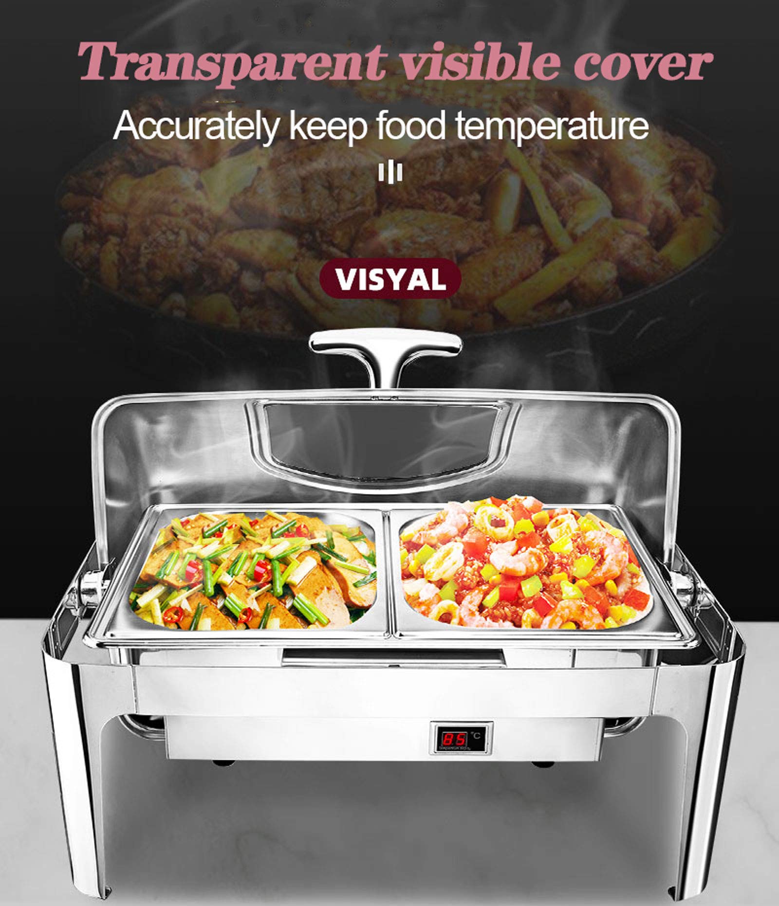 Scaldavivande per Catering, scaldavivande da 9 Litri, per Buffet e scaldavivande, Contenitore per Alimenti Commerciale, Forniture per Catering per Mantenere Il Cibo,A