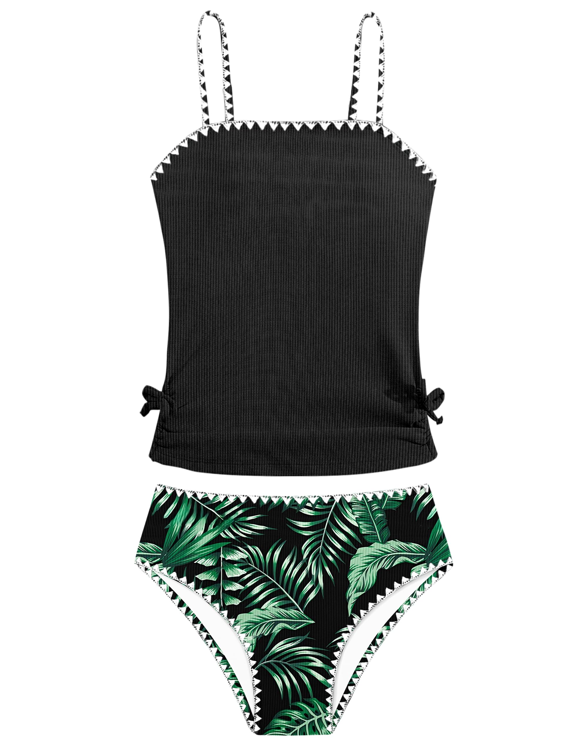 Girls Tankini Swimsuits Two Piece Bathing Suit Drawstring Swimwear Set for Girls 7-18 Years