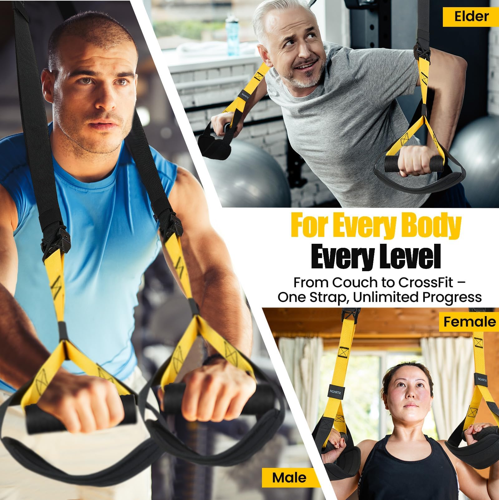 Schlingentrainer Set für Zuhause – Professioneller TRX Sling Trainer mit Türanker & Widerstandsbändern – Schlingentraining für Ganzkörpertraining, Homegym & Reisen, mit Tragetasche & Anleitung