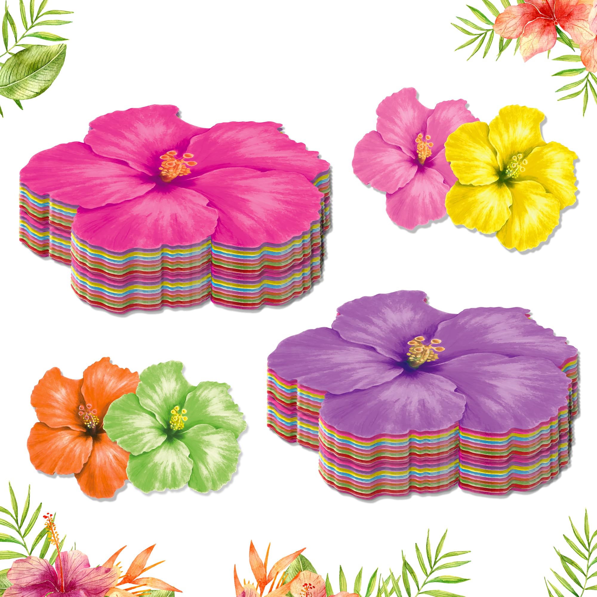 Manteles individuales de papel con forma de flor, manteles individuales de flores de hibisco para platos, decoración del hogar, cena, fiesta (flores de hibisco)