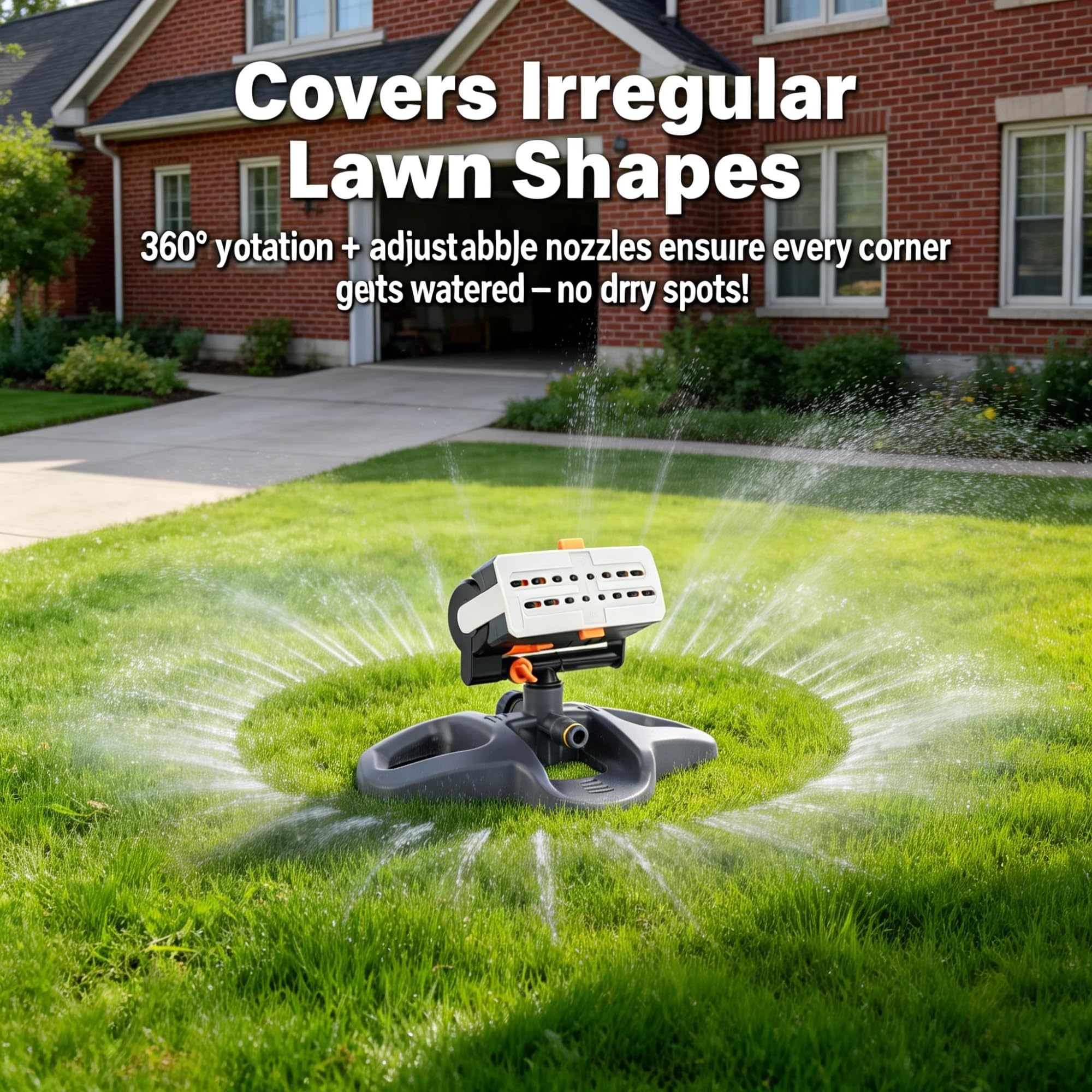 Irrigatore a 360° per cortile, irrigazione giardino prato, sistema automatico Covers135m2 ft collegamento tubo