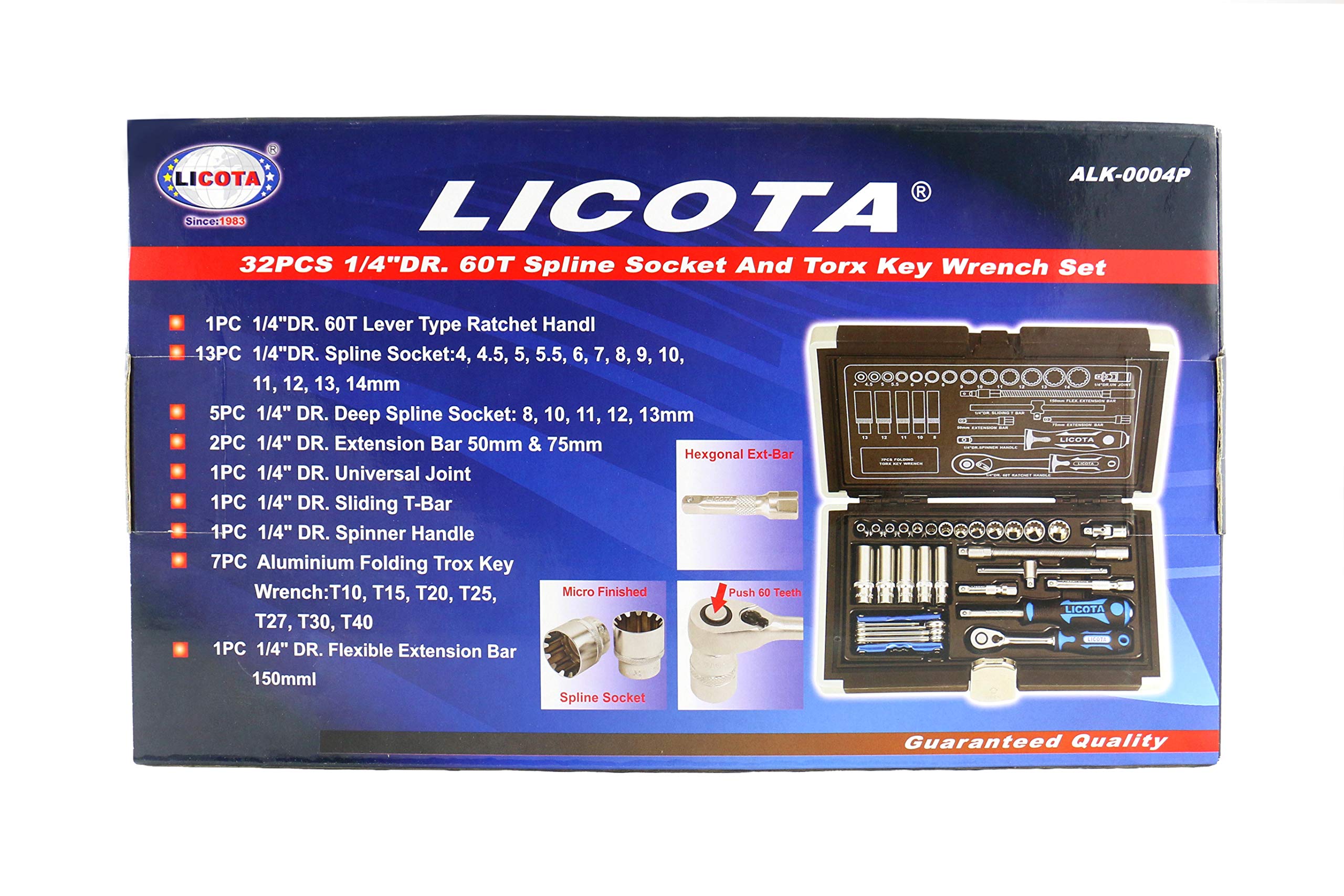 Licota1/2"DR SKT&TORX KEY SET 32P ALK-0004P
