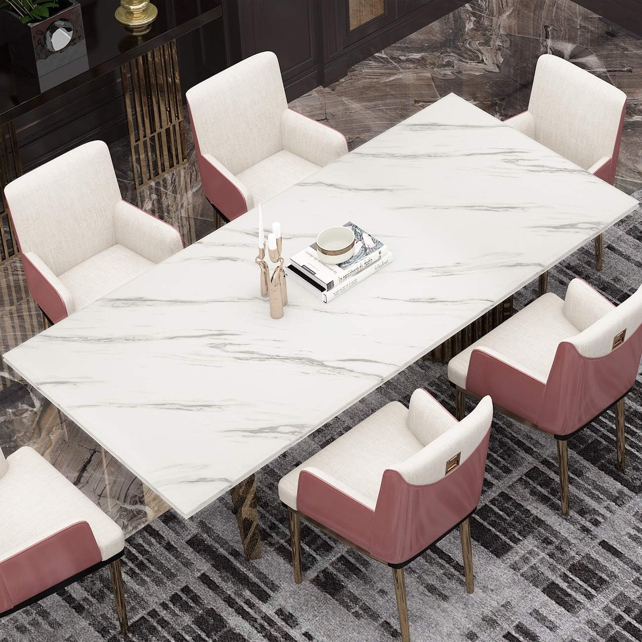 FunStick 90CM×5M Papel de Mármol Adhesivo Pared Blanco Vinilo Adhesivo Muebles Mármol Gris Vinilos para Encimeras Papel Pintado Marmol Blanco y Gris Revestimiento Pared Salon Comedor Vinilo Marmol