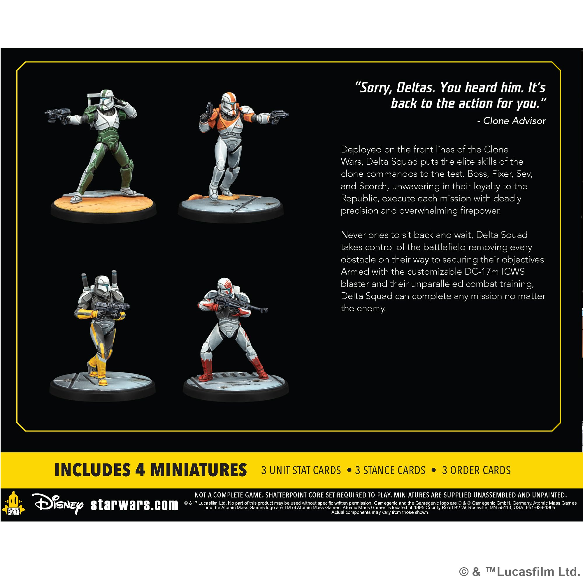 Asmodee Star Wars Shatterpoint Delta Squad, Form Up Squad Pack, Expansión | Juego de Miniaturas, A Partir de 14 Años, para 2 Jugadores, 90 Minutos por Partida, Multilingüe (Incluye español)