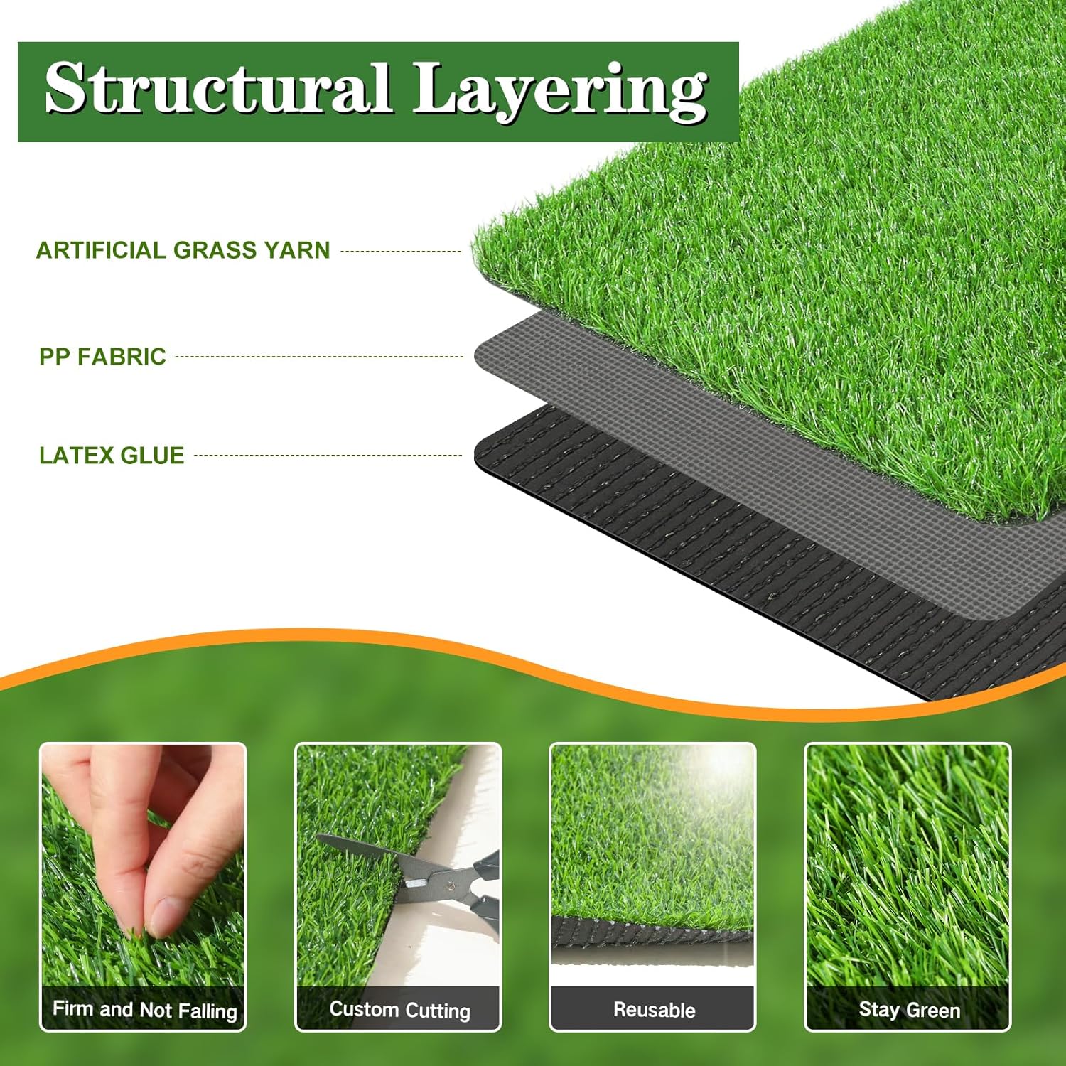 Realistic Artificial Grass Runner Rug, 2’ x 8’ Premium Long Green Area Rug with Drainage Holes, Grass Turf Carpet Runner for Indoor/Outdoor Backyard, Garden, Patio, Balcony, Lawn, Porch