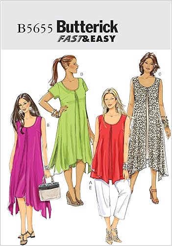 BUTTERICK PATTERNS B5655 Camiseta, vestido y pantalones para mujer, talla RR (18W-20W-22W-24W)