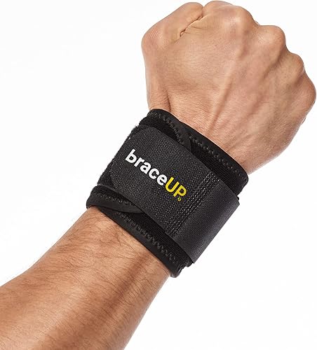 Correa BraceUP de compresión y apoyo para la muñeca, talla única, ajustable, Negro, 1