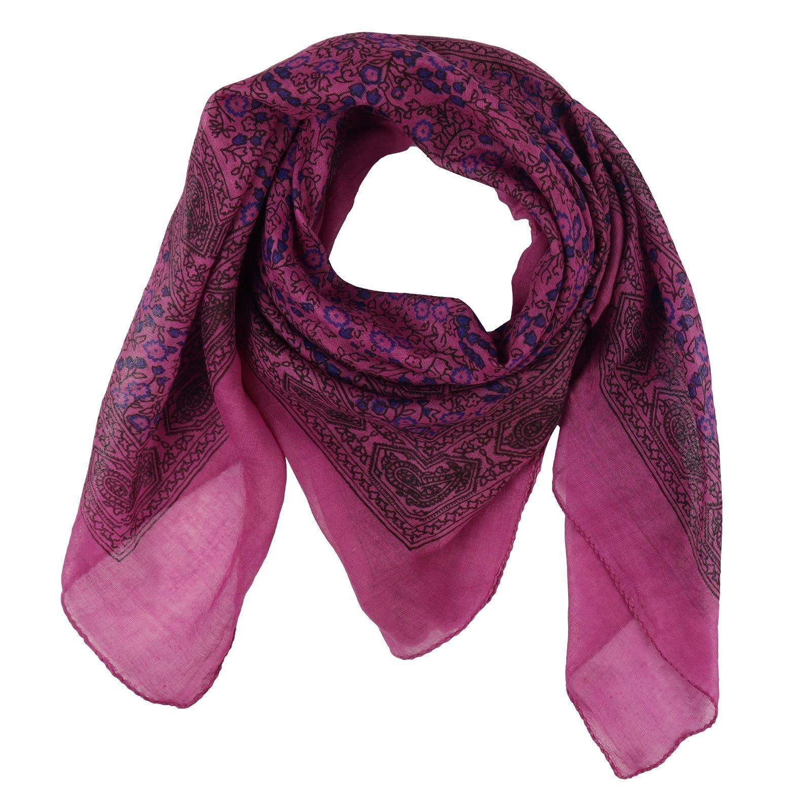 Sciarpa di cotone Modello dall'India 1 bianco nero fiori neri foulard
