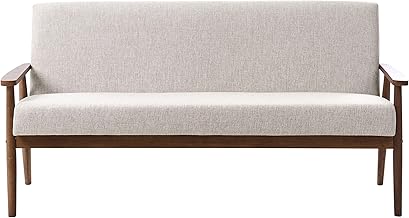 Beliani Divano da salotto a 3 posti in tessuto e struttura in legno grigio e marrone scuro