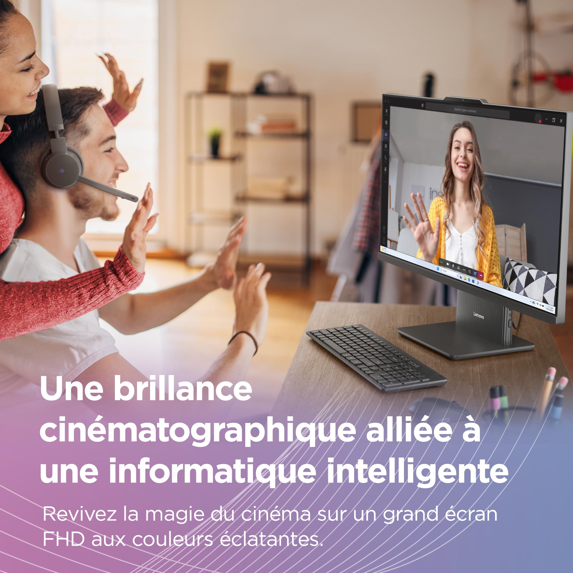 Lenovo IdeaCentre AIO 27IRH9 - Ordinateur de Bureau Tout-en-Un 27" FHD (Intel Core i5-13420H, 16Go RAM, 1To SSD, Graphique Intel UHD Intégrée, Windows 11 Home) Clavier AZERTY et Souris USB - Gris