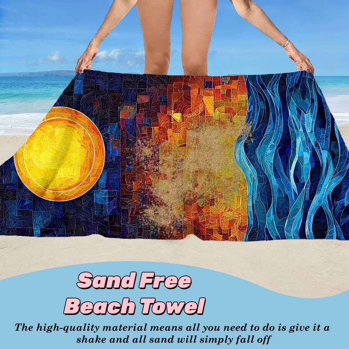 Toalla Playa 80x160 cm, Toalla Gimnasio Microfibra Secado Rapido, Juego de 2 Antiarena Toallas de Playa, Ligera Compacta Toallas Microfibra Grande para Viaje, Regalo Hombre Mujer (Paisaje) -4595