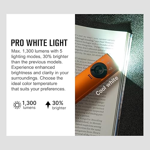 Miniatura 3 de OLIGHT Arkfeld Pro - Linterna EDC recargable con haz verde, luz UV y LED blanco, linternas planas portátiles de 1300 lúmenes, luces de bolsillo de