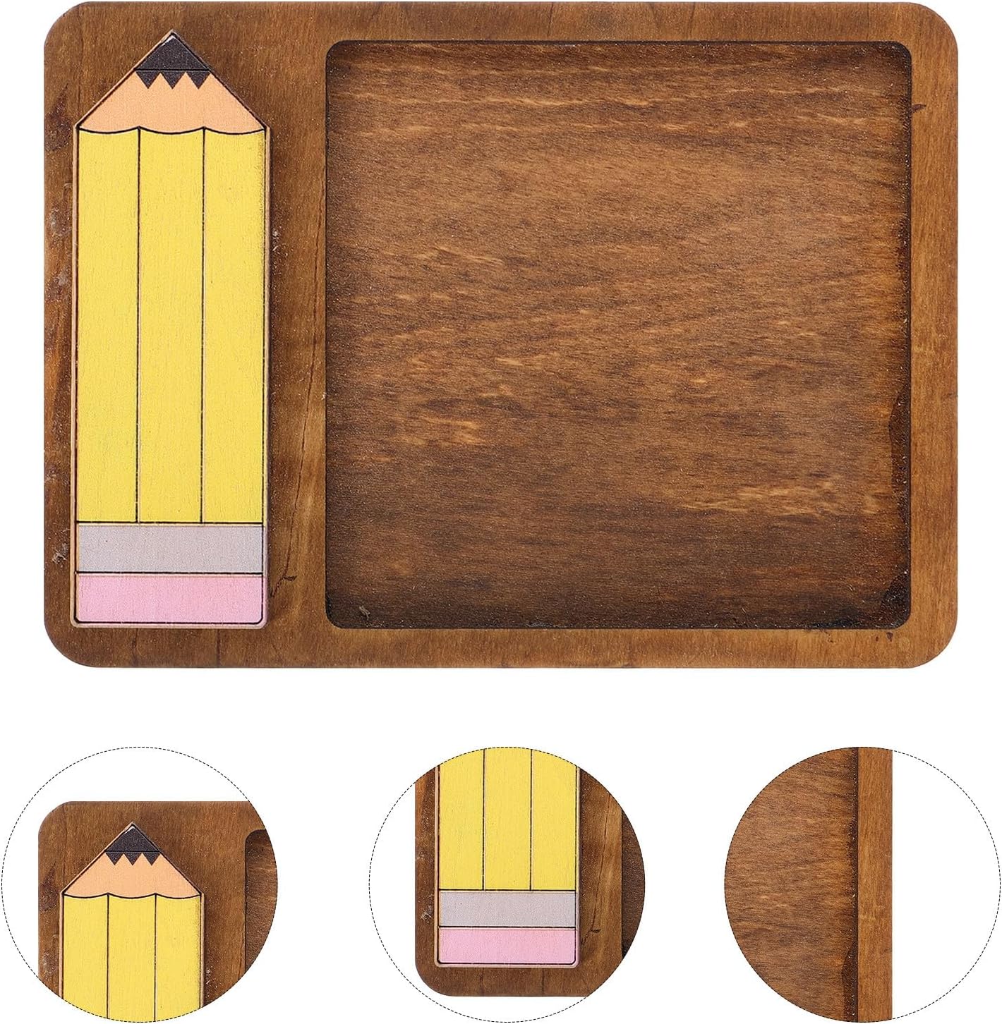 Wooden Memo Papers Case Notepad Holder with Sturdy Construction and Compact Design, Desk Organizer for Small Offices and Table Decor, Coffee Color Office Supplies Storage Box