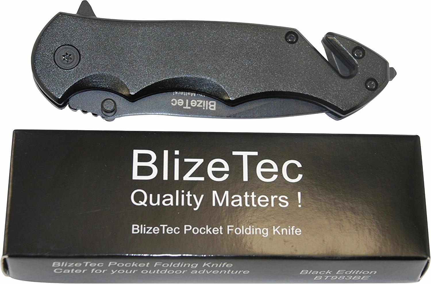 BlizeTec Camping Folding Knife: 5-in-1 All Purpose Pocket Set with Liner Lock, Thumb Stud, Clip, Seatbelt Cutter & Glass Breaker