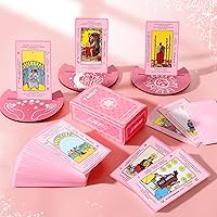 Vista 7 de Myripoly Juego de cartas de tarot rosa para principiantes, cartas de tarot clásicas con significados en ellas, kit de brujería de tarot de 17