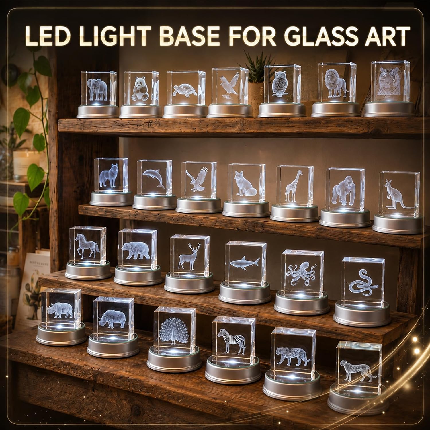 20 Pack LED Light Base Wireless Display Stand LED Lighted Base for Glass Art Crystal Art Statue Display Stand Powered by Aaa Batteries Home Party Wedding Christmas Decor (White Light)