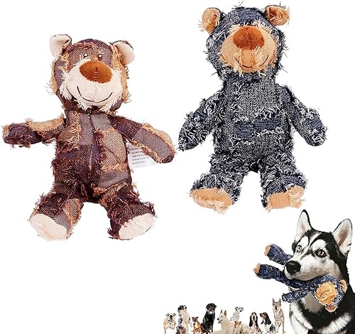 Miniatura 10 de Robust Bear - Juguete de peluche para perros, juguete chirriante duradero para masticadores agresivos, juguete interactivo para masticar para