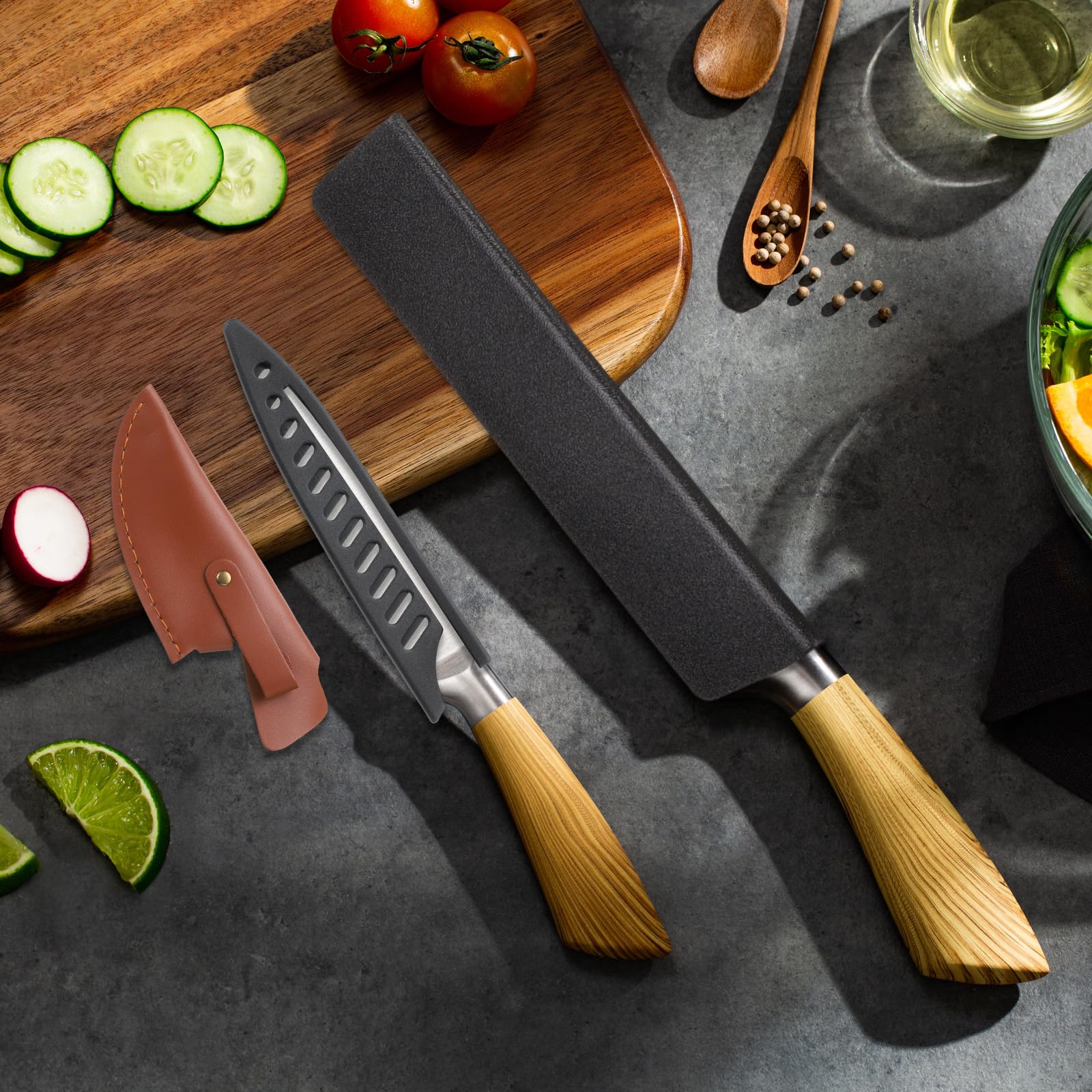 Lot De 3 Protège-lames JIYIN - Housses Couteaux ABS Noir - 22cm, 16.5cm, 13.5cm - Protection Lame Velours