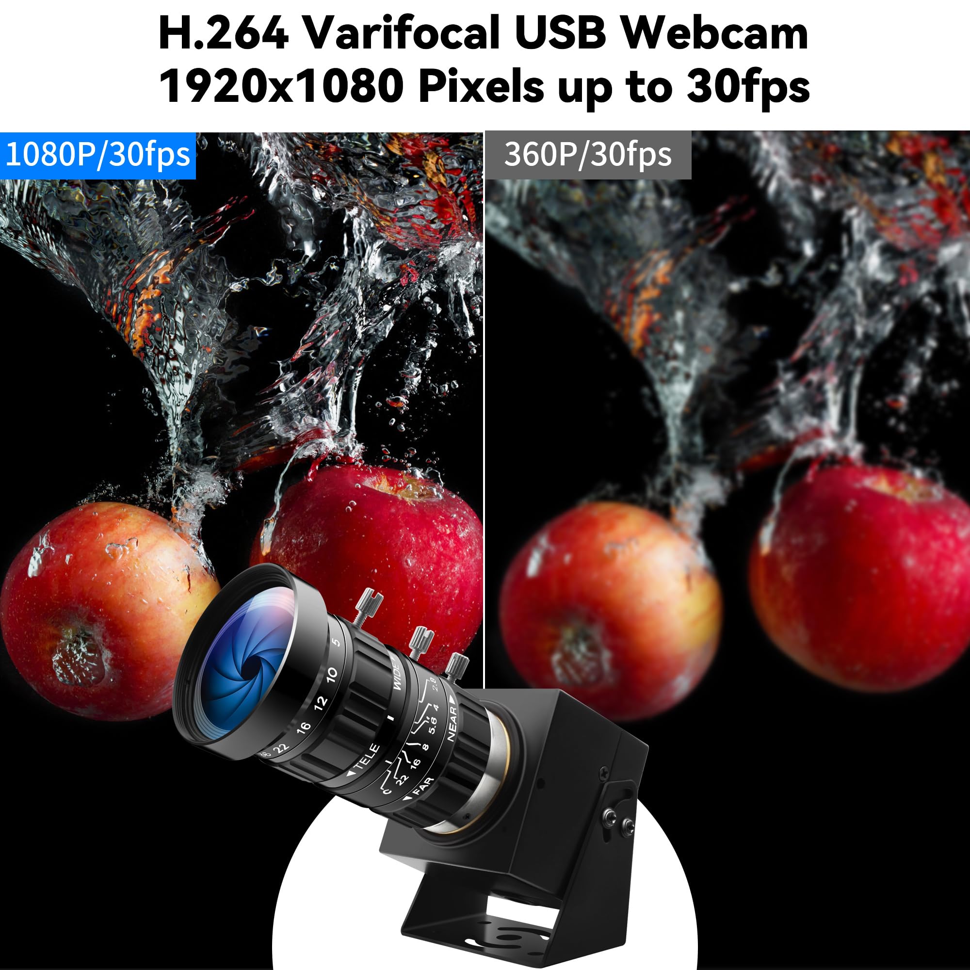 Starvis - Cámara USB de 0.0001Lux con luz ultra baja H.264 1080P 30 fps, cámara web 10X CS Mount 5-50 mm, teleobjetivo zoom manual, cámara de seguridad HDR de visión nocturna a todo color para