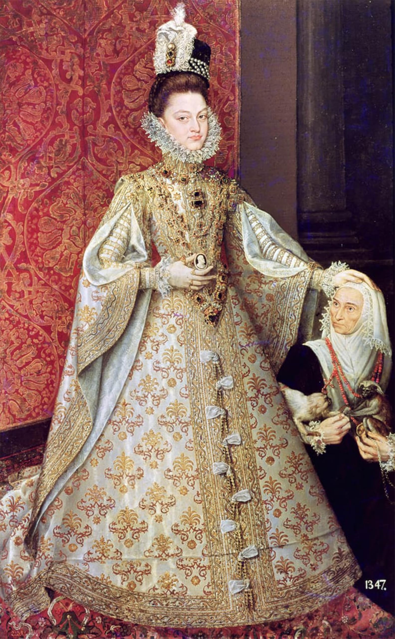 SERENDIPITP Vintage Picture Print on Canvas Wall Art Poster the Infanta Isabel Clara Eugenia with the Dwarf Magdalena by Sánchez Coello Artwork Print Poster for Wall Decor 60x90cm