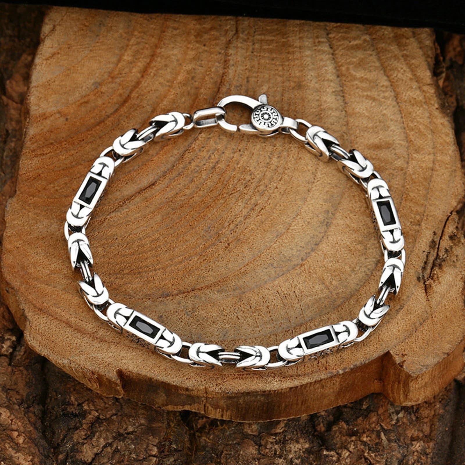 Herren Armbänder S925 Sterling Silber Byzantine Kette Weinstock