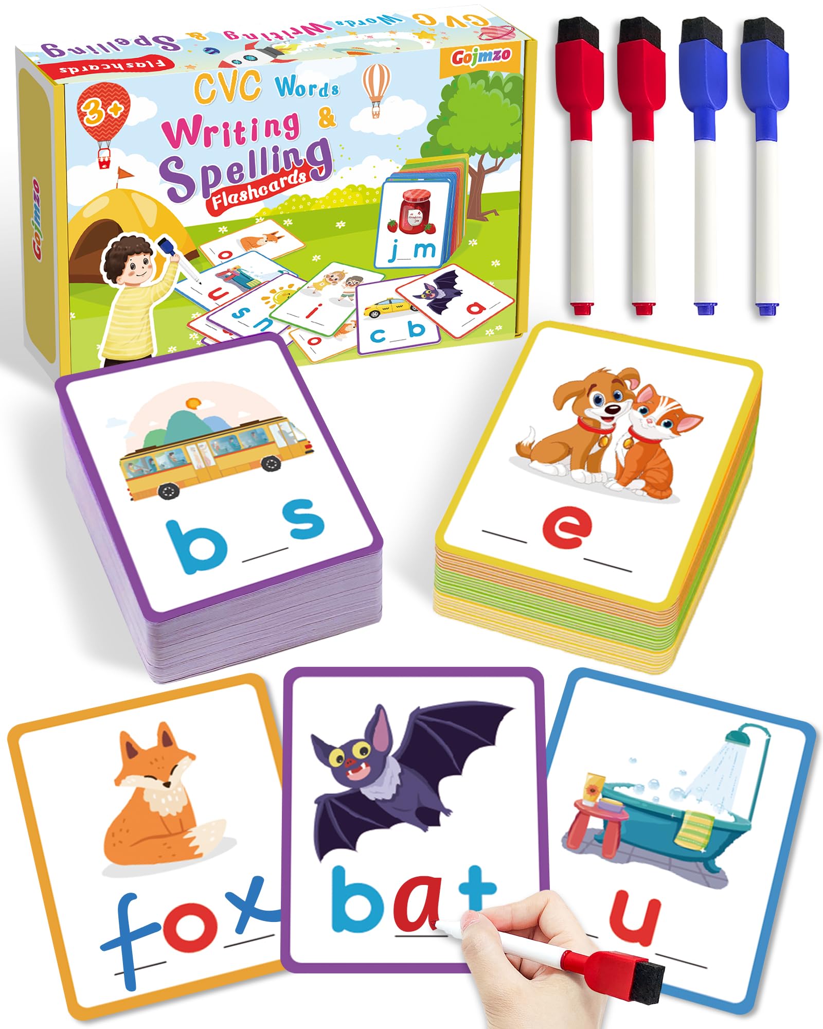 Buy Gojmzo CVC Word Writing & Spelling Flashcards, Preschool