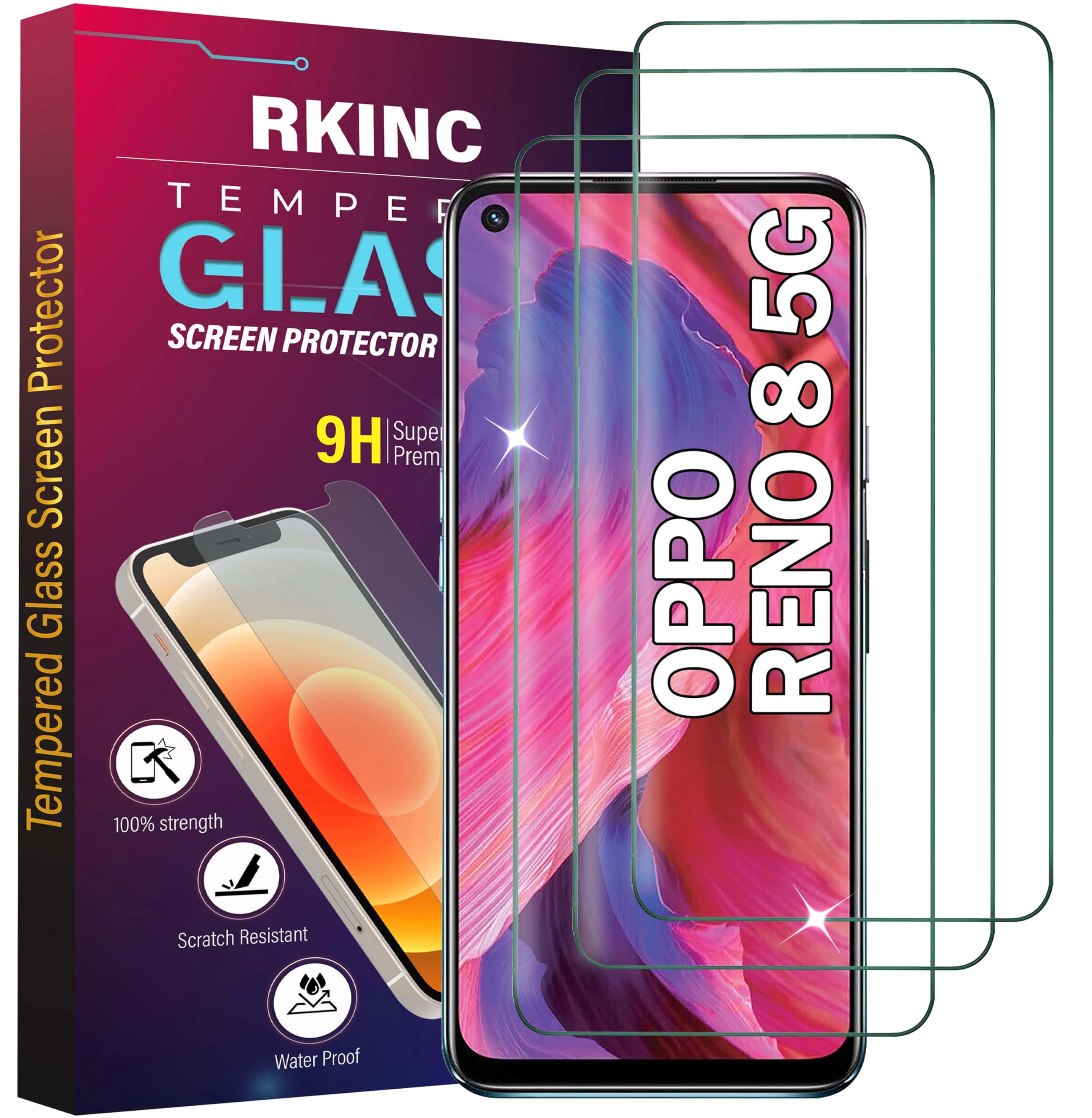Datree 3 Pezzi per OPPO Reno 8 Lite Pellicola Vetro