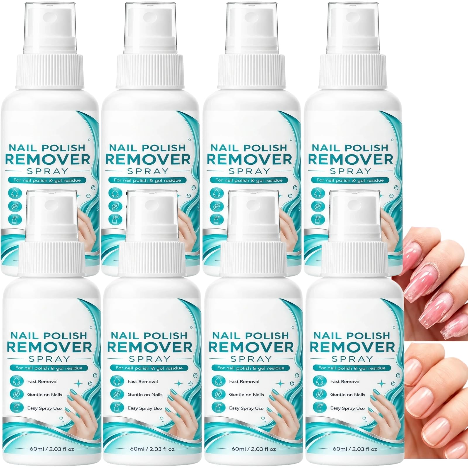 Removedor de esmalte de uñas, quitaesmalte para uñas postizas, elimina fácilmente el pegamento sólido y el pegamento de uñas de gel, acrílico y puntas de uñas artificiales, reducido (8 unidades)