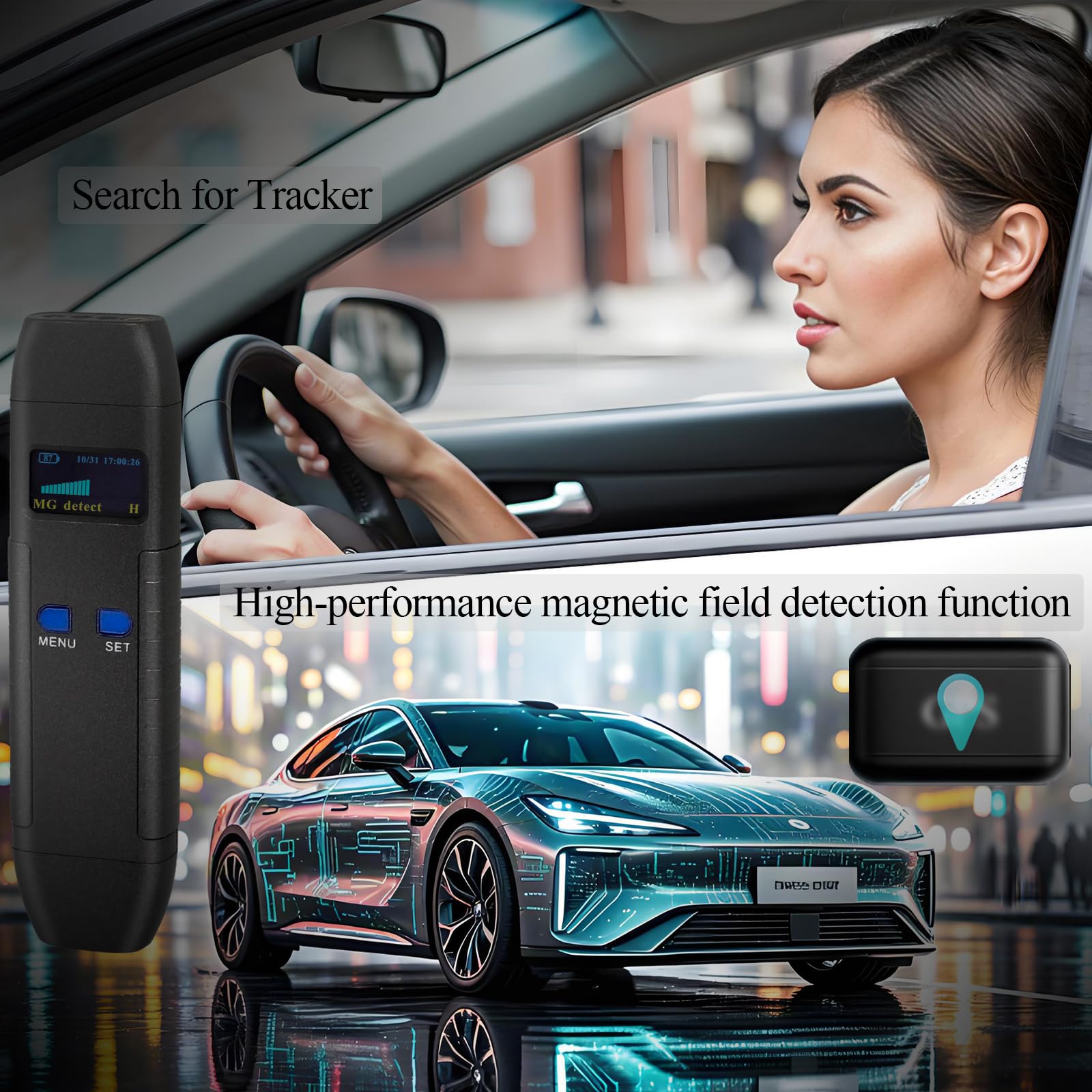 Wanzen Detektor, Kamera Detektor & Finder, RF Scanner, GPS Tracker Finder mit magnetischer Erkennung, 7-in-1 Gerät für Auto, Hotel, Büro, Zuhause und Reisen, Tragbar & Wiederaufladbar