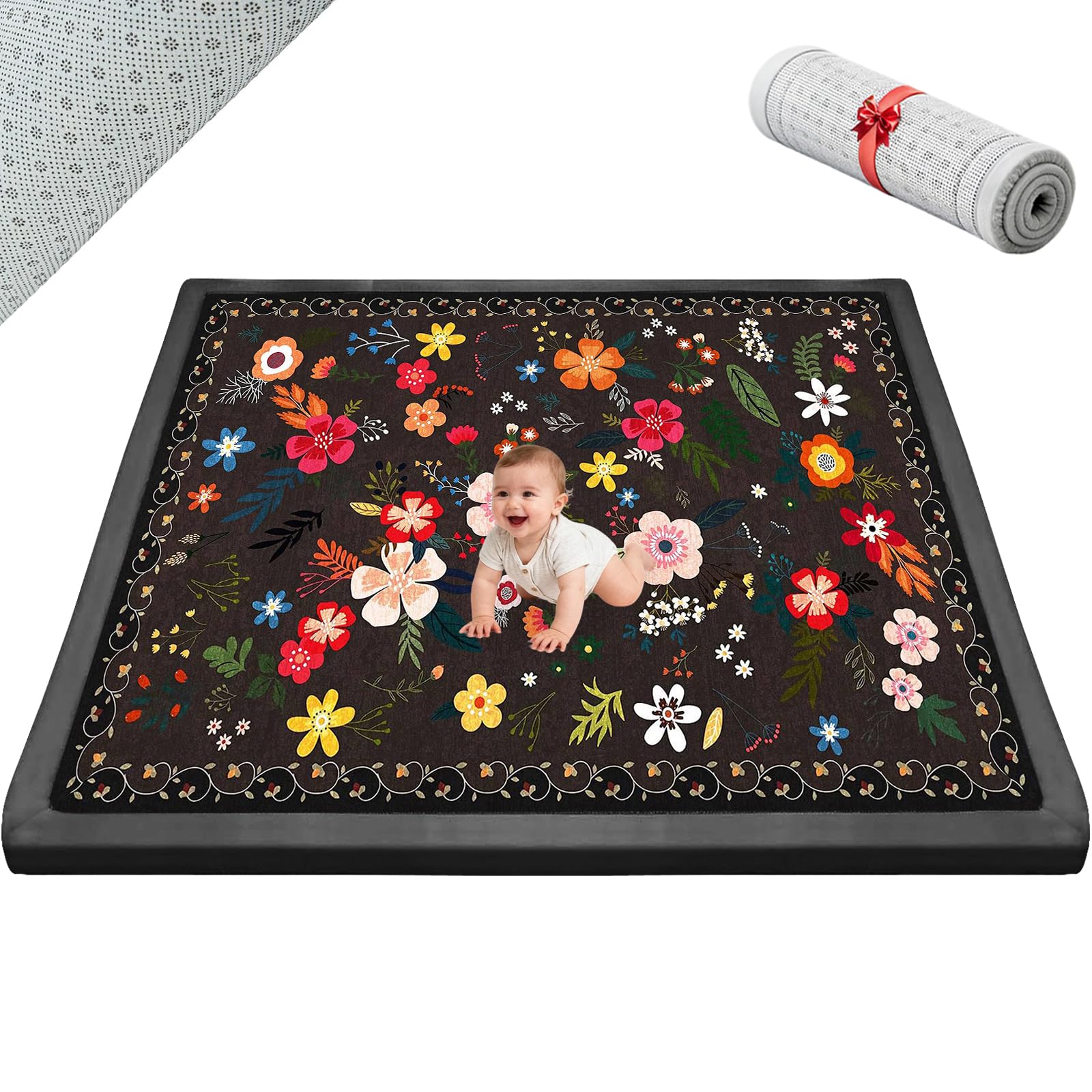 Spielmatte Baby/Krabbelmatte Baby, Teppich für Kinderzimmer mit hochwertigem Memory-Schaum, 2 cm Dick Krabbelmatte Baby, Krabbeldecke, Tatami Matte 120 x 120cm
