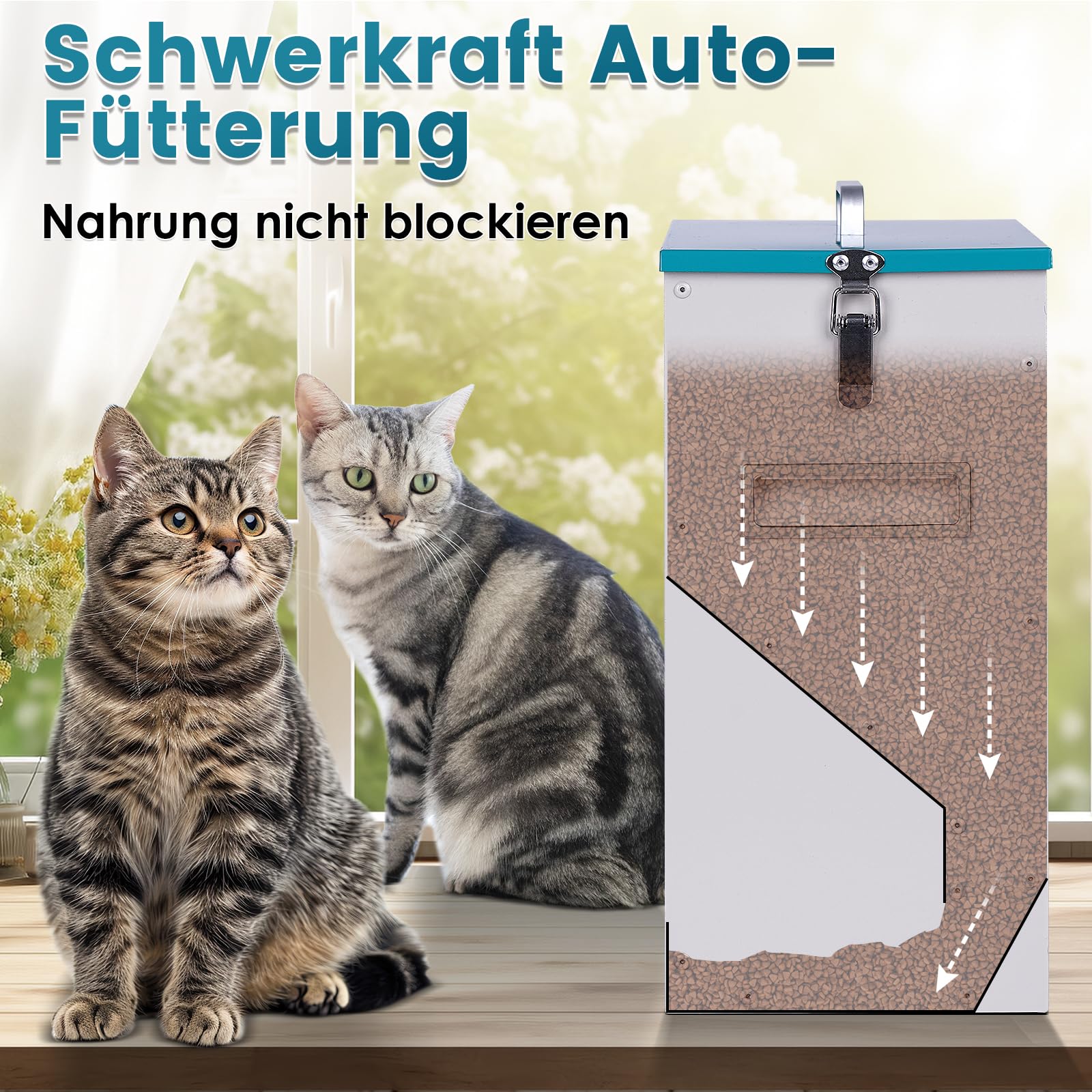 Automatischer 2 Katzen futterspender Futterautomat Katze Doppeltrichter