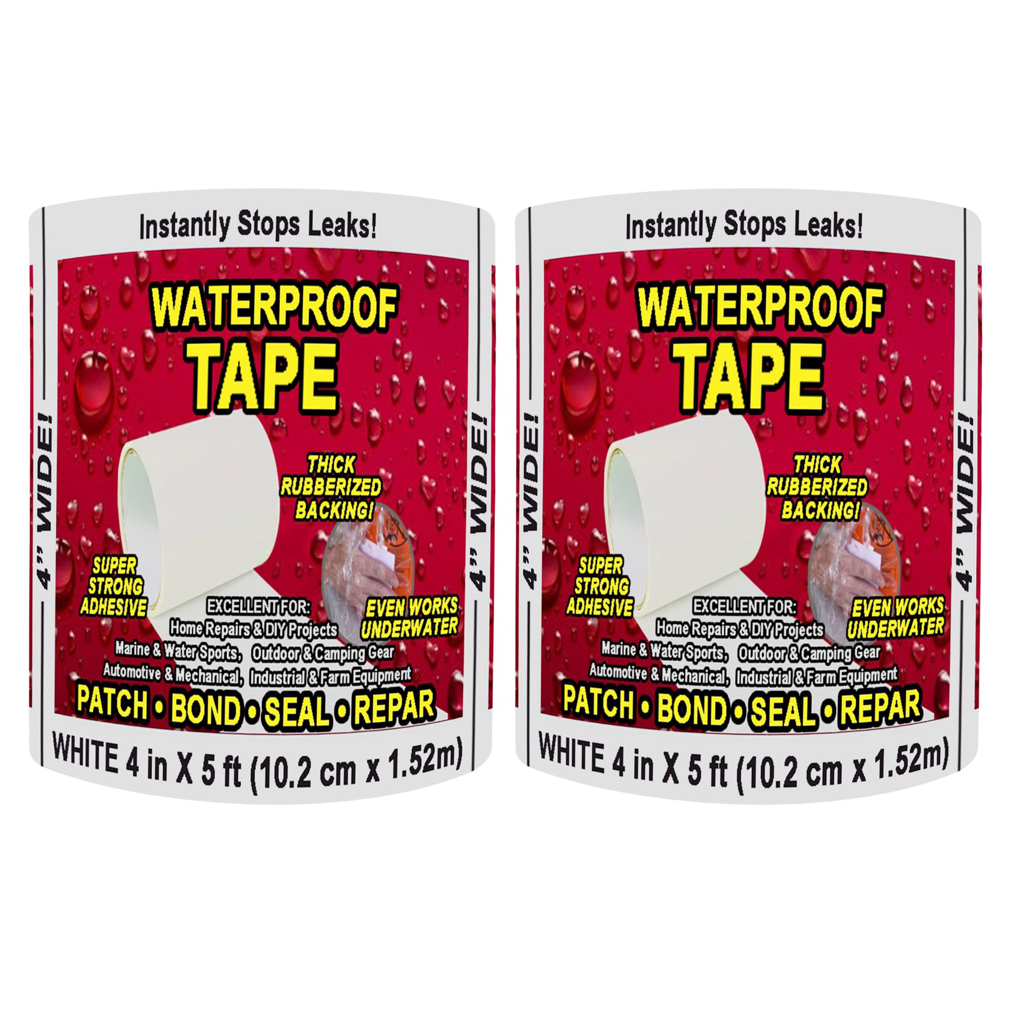 Buy 2 Pack Waterproof Patch Seal Tape, 4" x 5' Flex Rubberized Caulking