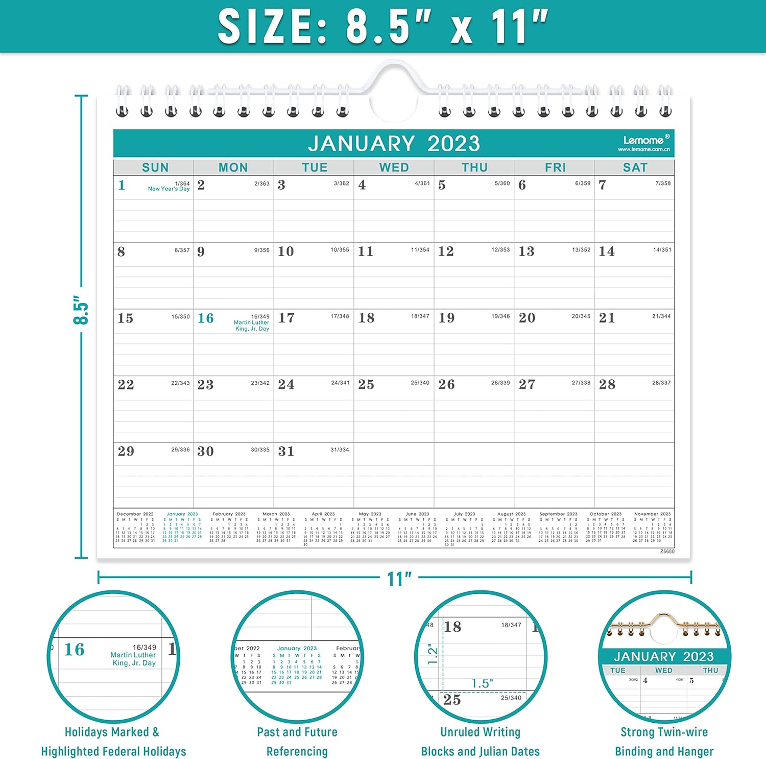 Buy 2023 Wall Calendar Monthly Calendar 2023, 8.5 x 11, January 2023