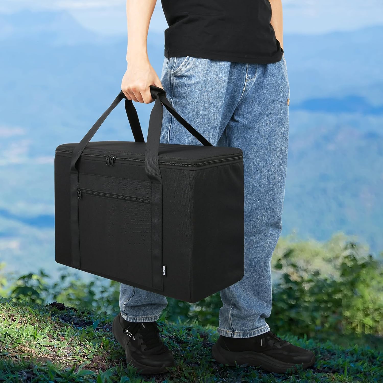 Stacking Game Storage Bag Compatible with Giant Tumble Tower, Replacement Carry Case for Large Tumbling Timber, Wooden Block (NOT Included) Organizer Tote, For 50 Pcs Blocks under 7.5" x 2.4" (LxW)