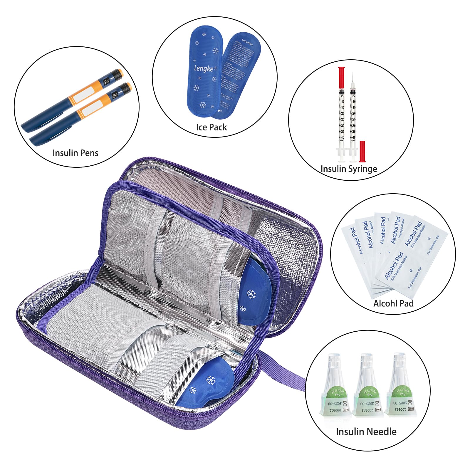 BOMKEE Insulin Cooler Travel Case, Insulated Pouch for Insulin Refrigerated Medicine Organizer Bag Carrying Case Storage Bag with 2 Ice Pack - Image 4
