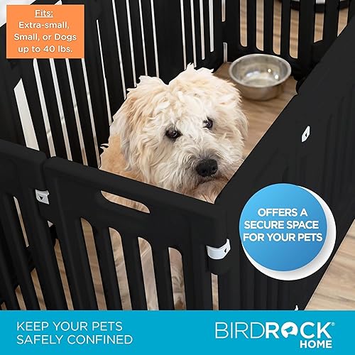 Miniatura 2 de BIRDROCK HOME Corralito para perros con puerta, 12 paneles, 25.6 pulgadas de alto, plástico fuerte, corralito antideslizante para cachorros, puerta