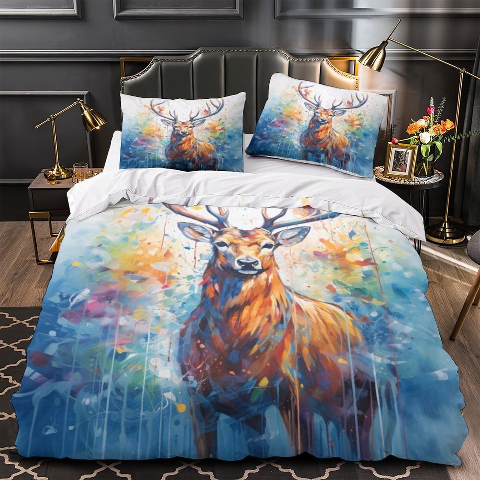 Housse de couette cerf 3D abstrait pour sublimer une chambre d'enfant