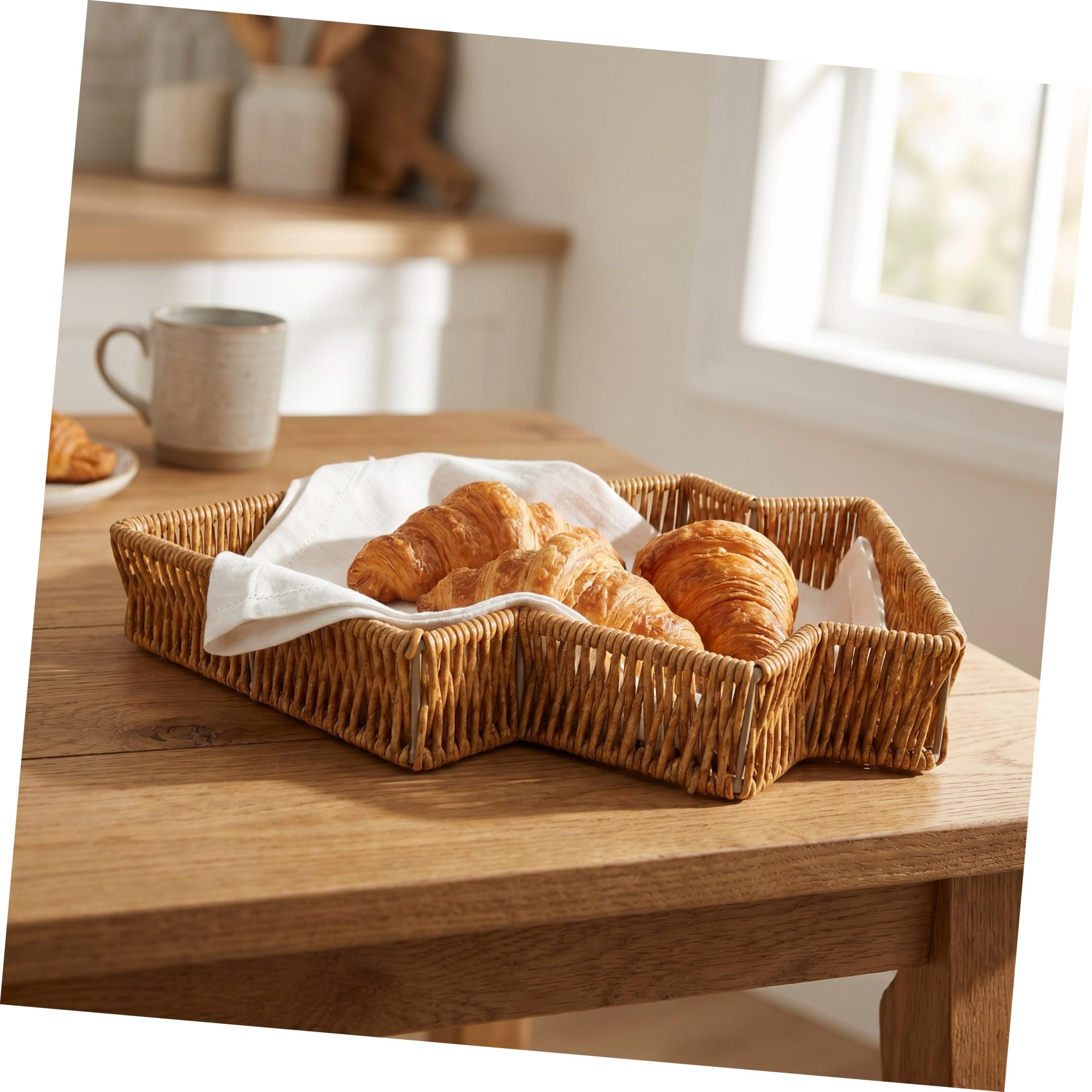 POPETPOP 2 Piezas Cesta de Mimbre y Estilo Rústico Forma de Árbol de Navidad Ligera y Apta para Alimentos para Pan y Pasteles Adecuada para Desayunos Informales