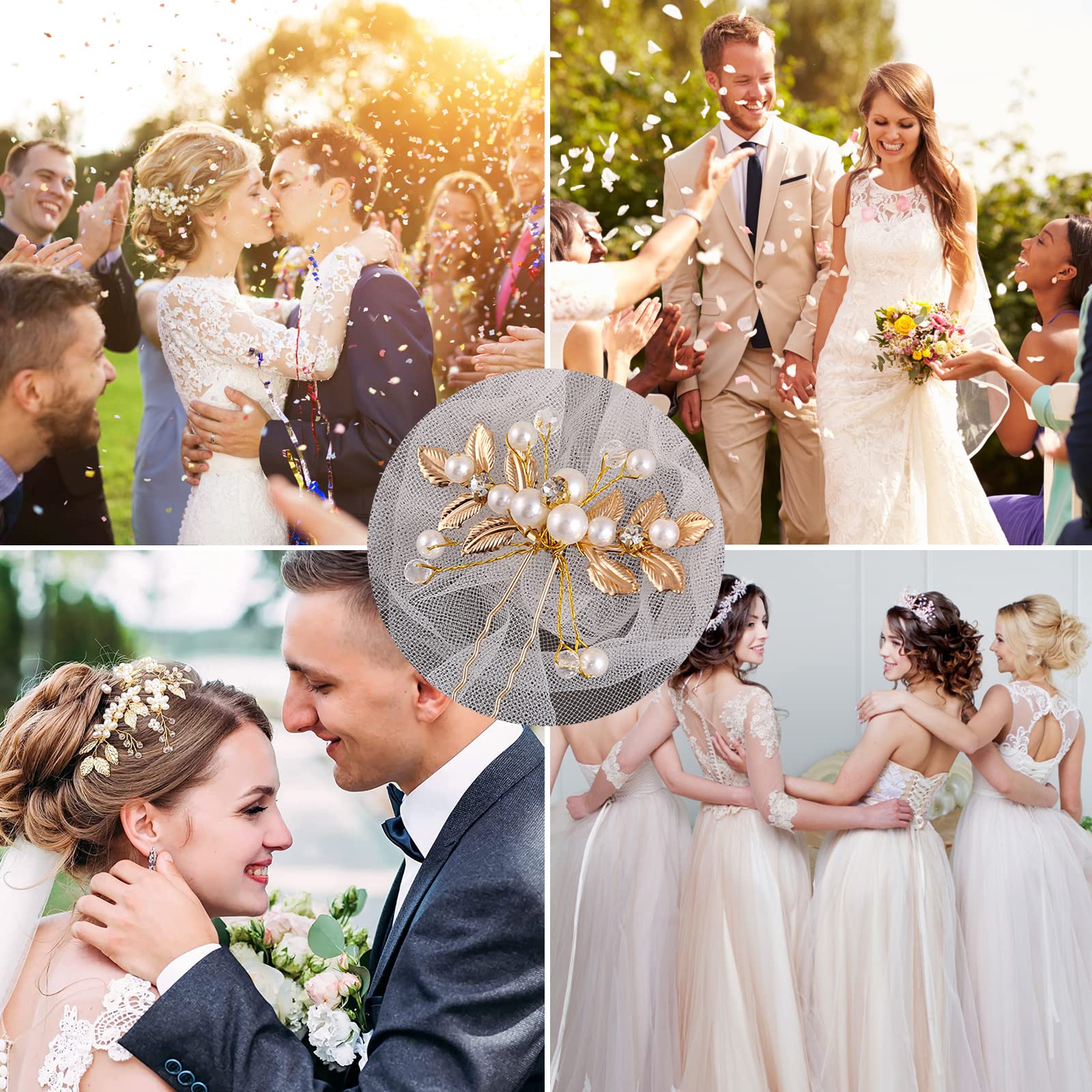 Perle Fiore Strass Pettine per Sposa, 5 Pezzi, Fermagli a Pettine da Sposa, Fermagli per Capelli da Cerimonia, Fermaglio Capelli Sposa con Pettine, per le Ragazze Sposa Damigella d'onore